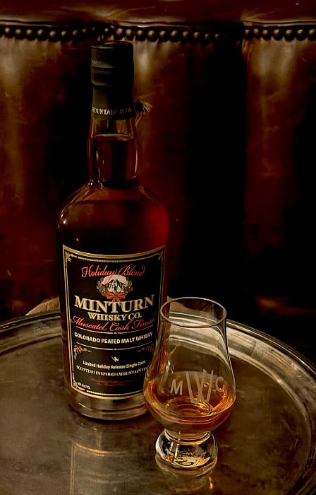 Minturn Holiday Blend bottle in handsome environment